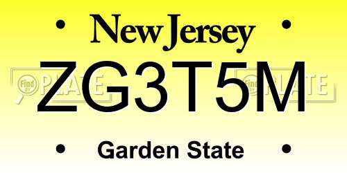 ZG3T5M New Jersey License Plate