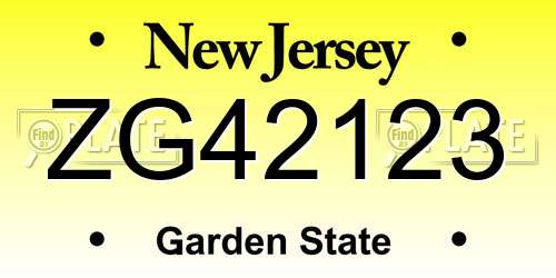ZG42123 New Jersey License Plate