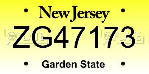 ZG47173 New Jersey License Plate