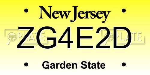 ZG4E2D New Jersey License Plate