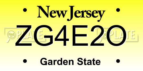 ZG4E2O New Jersey License Plate