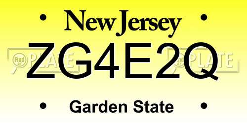 ZG4E2Q New Jersey License Plate