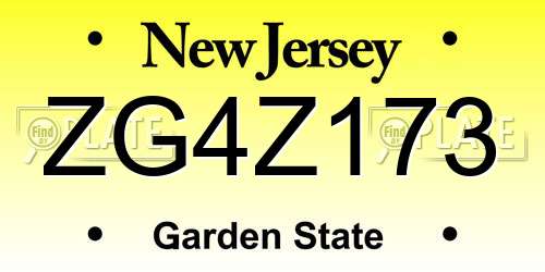 ZG4Z173 New Jersey License Plate