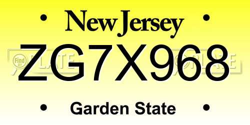 ZG7X968 New Jersey License Plate