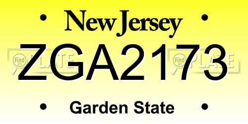 ZGA2173 New Jersey License Plate