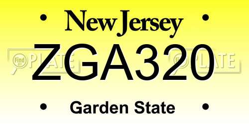 ZGA320 New Jersey License Plate