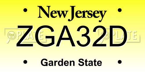 ZGA32D New Jersey License Plate
