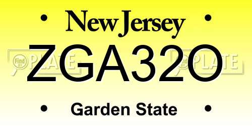 ZGA32O New Jersey License Plate