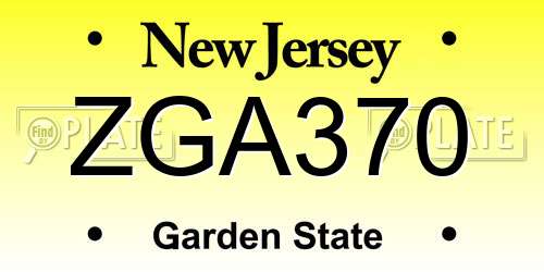 ZGA370 New Jersey License Plate