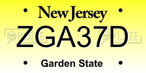 ZGA37D New Jersey License Plate