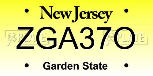 ZGA37O New Jersey License Plate