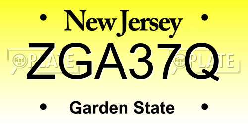 ZGA37Q New Jersey License Plate