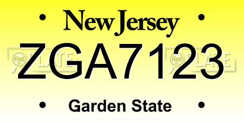 ZGA7123 New Jersey License Plate
