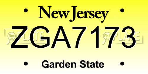 ZGA7173 New Jersey License Plate