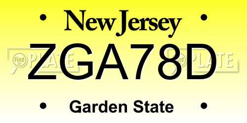 ZGA78D New Jersey License Plate