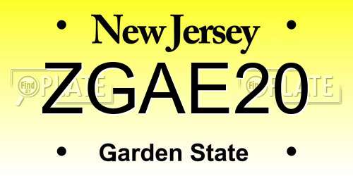 ZGAE20 New Jersey License Plate