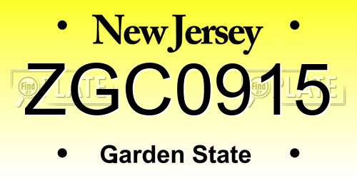 ZGC0915 New Jersey License Plate