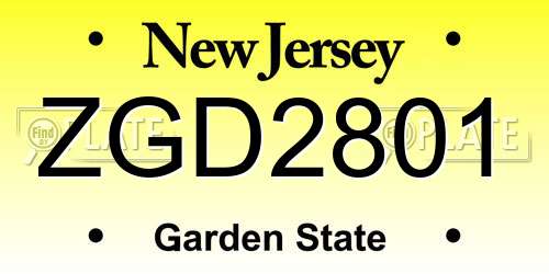 ZGD2801 New Jersey License Plate