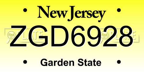 ZGD6928 New Jersey License Plate