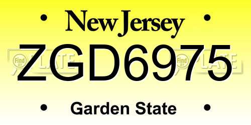 ZGD6975 New Jersey License Plate