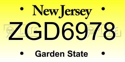 ZGD6978 New Jersey License Plate