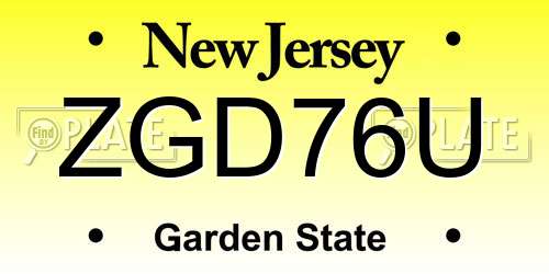 ZGD76U New Jersey License Plate