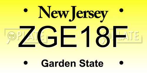 ZGE18F New Jersey License Plate