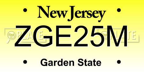 ZGE25M New Jersey License Plate