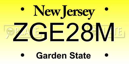 ZGE28M New Jersey License Plate