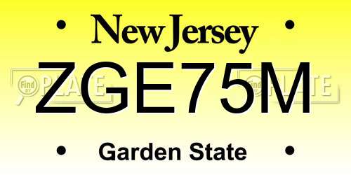 ZGE75M New Jersey License Plate