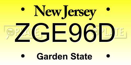 ZGE96D New Jersey License Plate