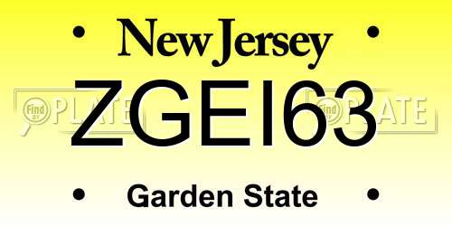 ZGEI63 New Jersey License Plate