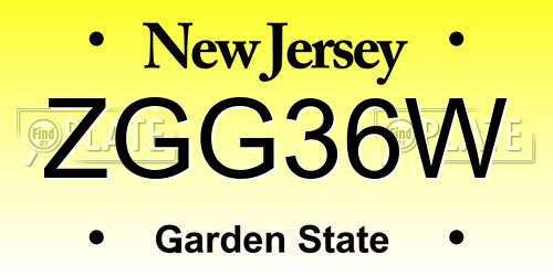ZGG36W New Jersey License Plate