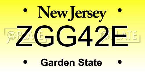 ZGG42E New Jersey License Plate