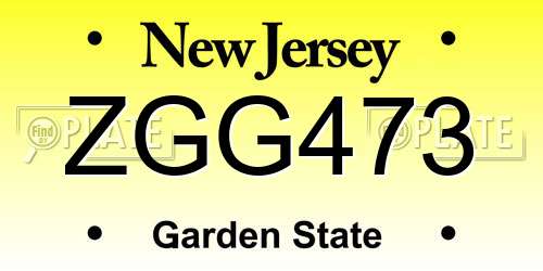 ZGG473 New Jersey License Plate