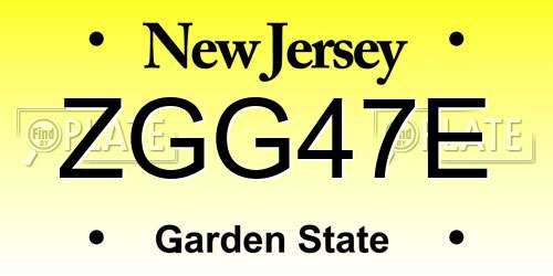 ZGG47E New Jersey License Plate