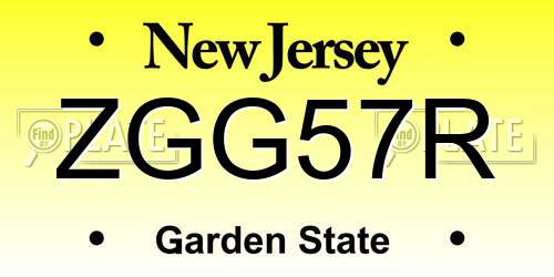 ZGG57R New Jersey License Plate
