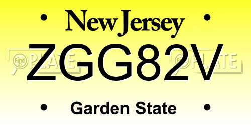 ZGG82V New Jersey License Plate