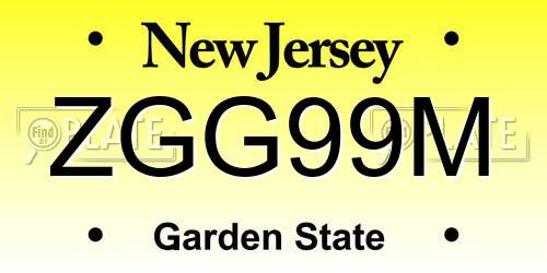 ZGG99M New Jersey License Plate