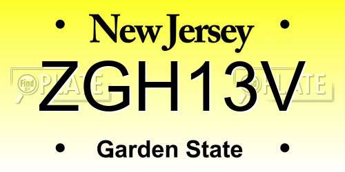 ZGH13V New Jersey License Plate