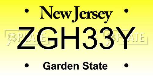 ZGH33Y New Jersey License Plate