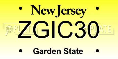 ZGIC30 New Jersey License Plate