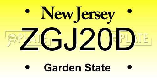 ZGJ20D New Jersey License Plate