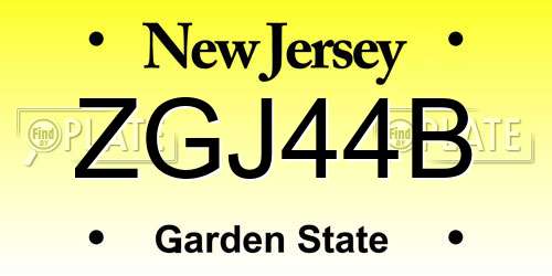 ZGJ44B New Jersey License Plate