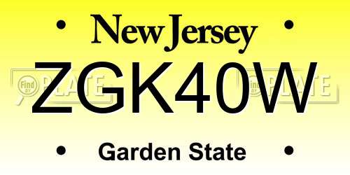ZGK40W New Jersey License Plate