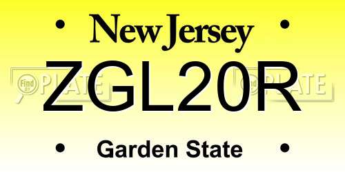 ZGL20R New Jersey License Plate