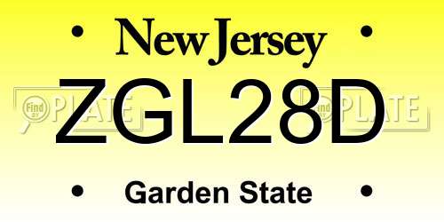 ZGL28D New Jersey License Plate