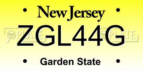 ZGL44G New Jersey License Plate