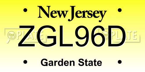 ZGL96D New Jersey License Plate