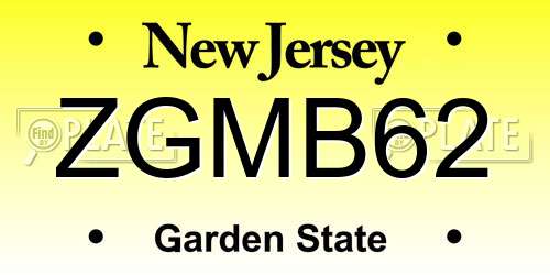 ZGMB62 New Jersey License Plate
